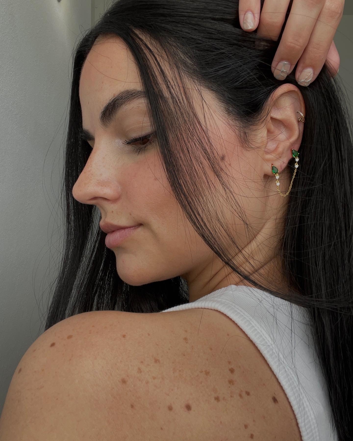 Minimalist Green Single Earring