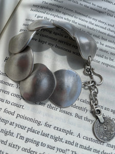 Made in Turkey Pewter Bracelet.   Hand Made Pewter Plain Disc Bracelet Plated in 925  Sterling Silver. Hypoallergenic & Nickel Free.